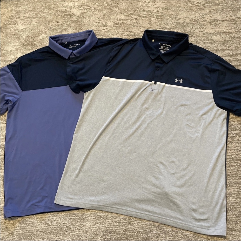 Under Armour Polo Shirt Lot of Two Mens Size 3XL Performance Blue Colorblock